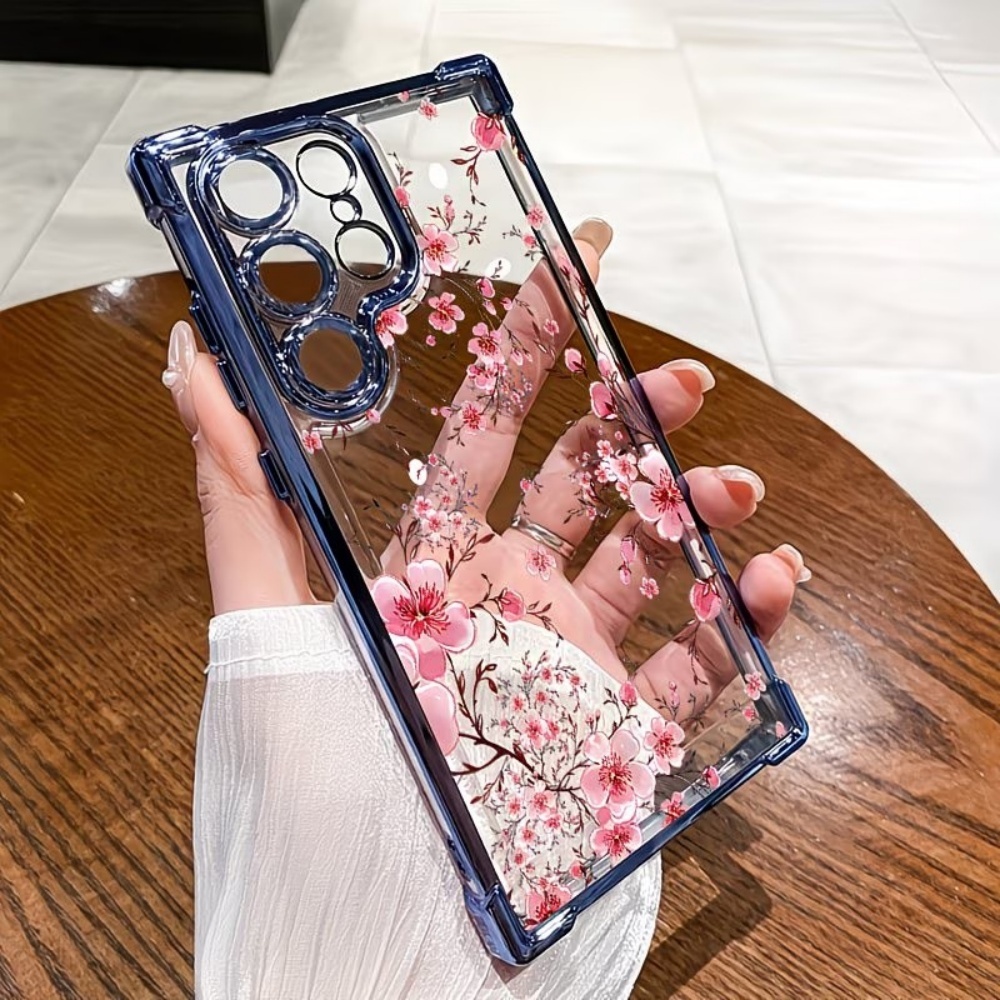 Phone Cases Cherry - Cherry Blossom Electroplated Four-Corner Anti-Fall Phone