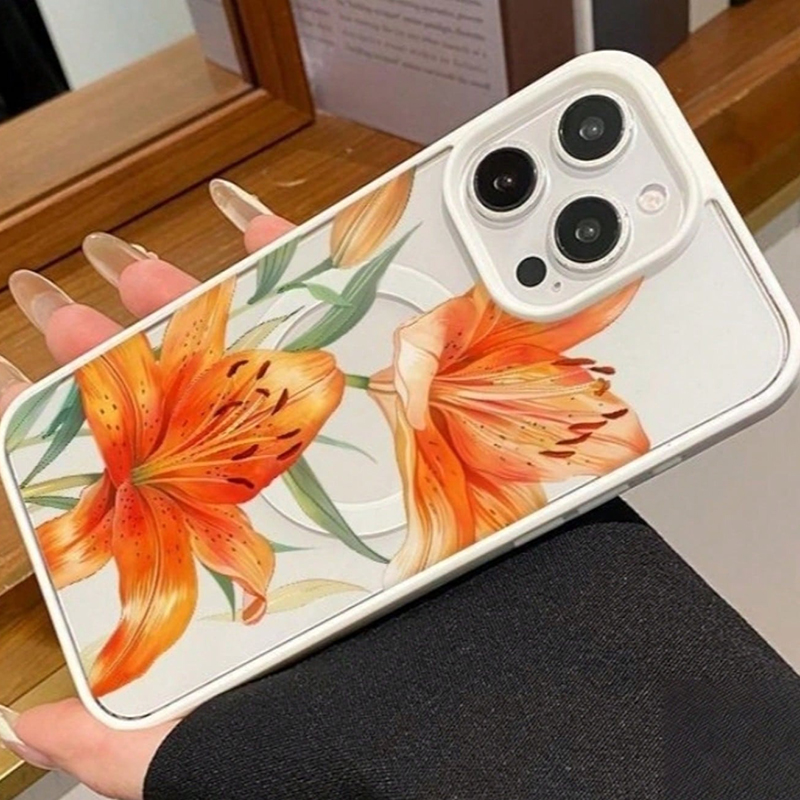 Orange Lily-Patterned Magnetic - Phone Cases With Magsafe review and price
