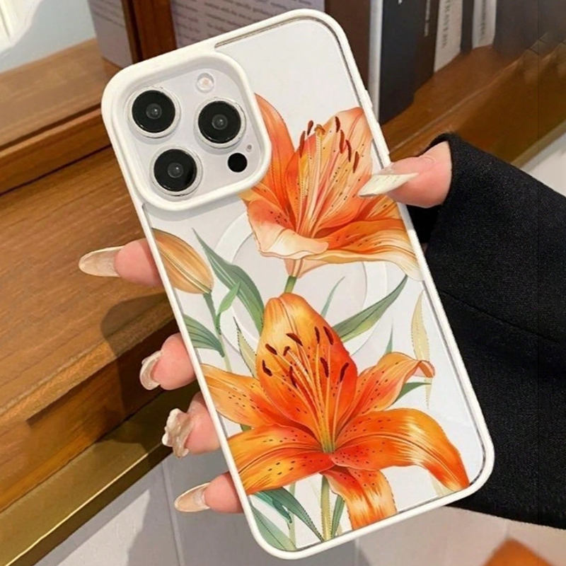 Orange Lily-Patterned Magnetic - Phone Cases With Magsafe review and price